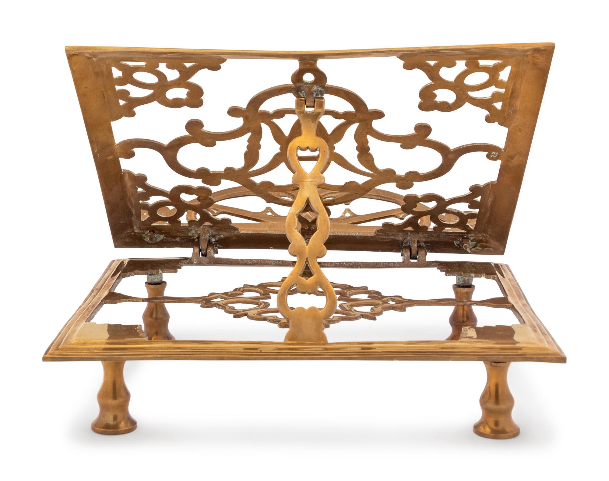 A Continental Brass Book Stand