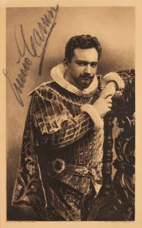 CARUSO, Enrico (1873-1921). Sepia photograph as Rigoletto, signed ("Enrico Caruso"), by Aime DuPont, n.d. (ca 1903 or later).