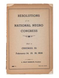 [CIVIL RIGHTS]. Resolutions of the National Negro Congress Held in Chicago, Ill. February 14, 15, 16, 1936. [Washington, DC]: February 1936.