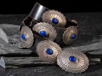 Navajo Sterling Silver and Lapis Concha Belt
