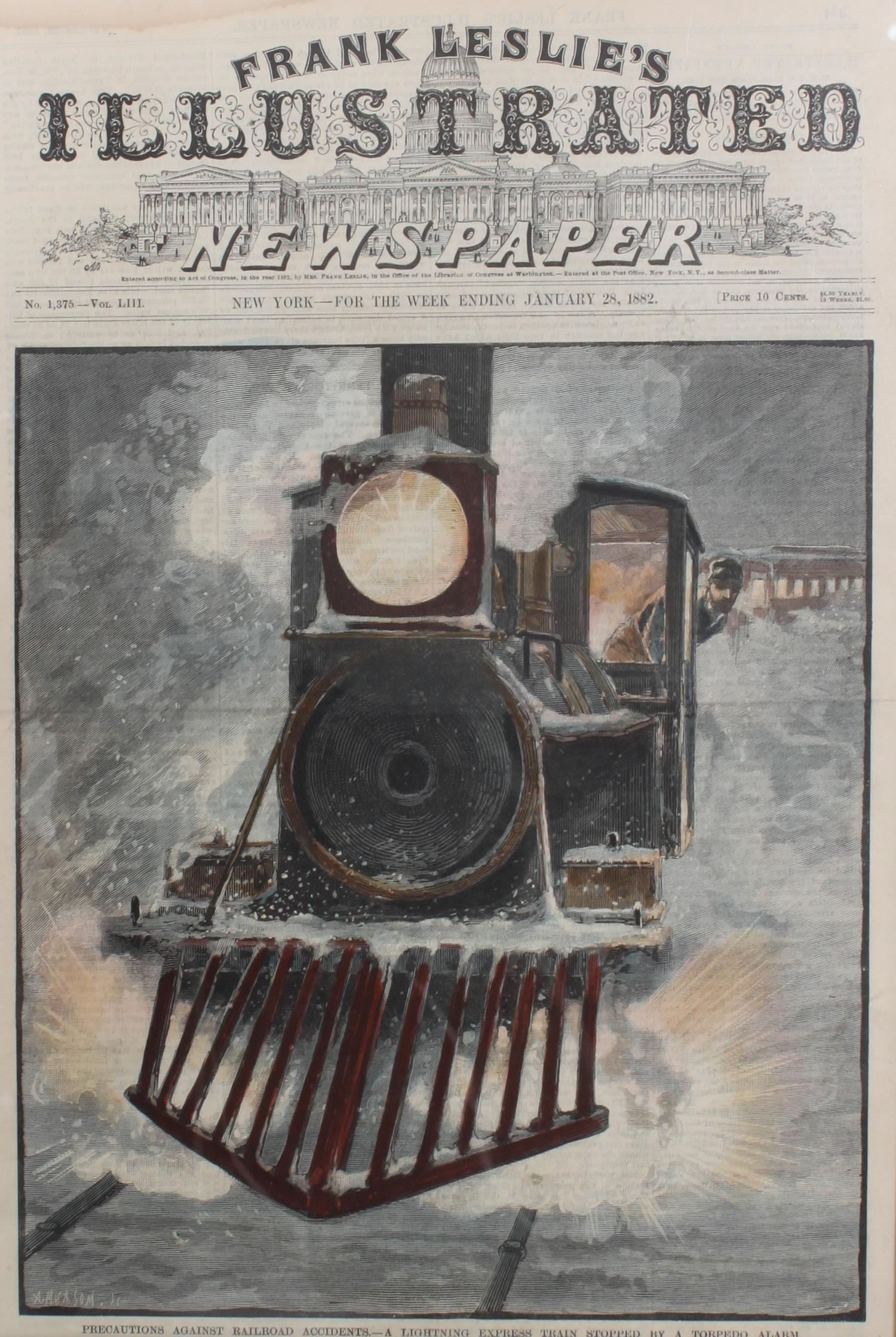 Five Hand Colored Woodblock Rail Road Prints Height 15 x width 9 1/2 inches (each) — LATE 19/EARLY 20TH CENTURY