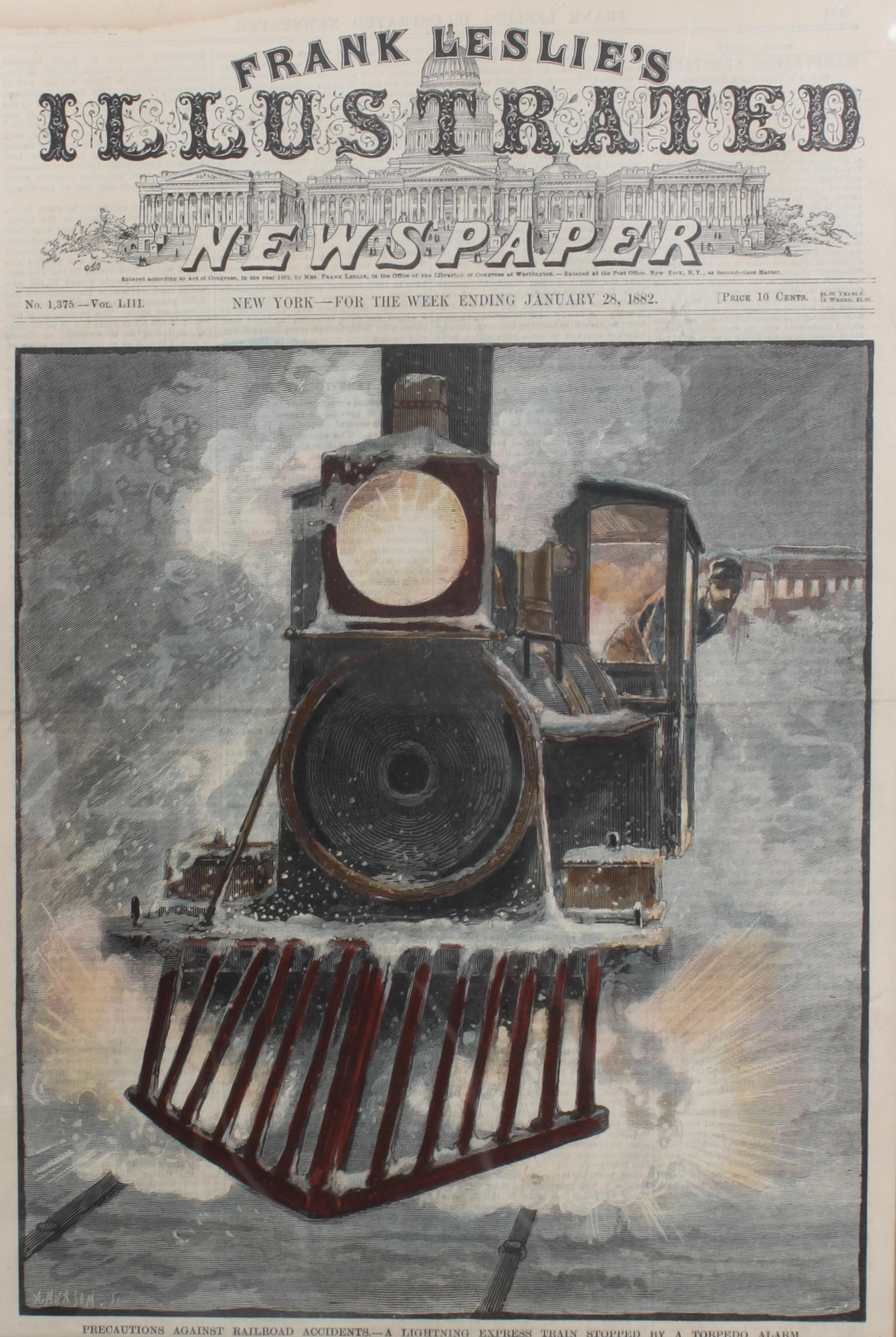 Five Hand Colored Woodblock Rail Road Prints Height 15 x width 9 1/2 inches (each) — LATE 19/EARLY 20TH CENTURY