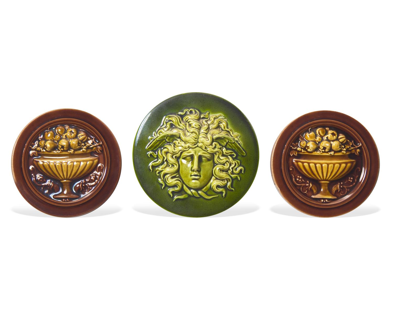 A Group of Three Wedgwood Majolica Roundels