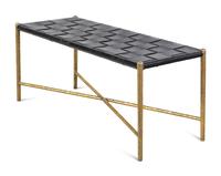 A Contemporary Gilt Metal and Woven Leather Bench