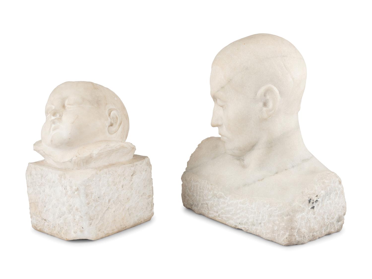 Two Carved White Marble Busts