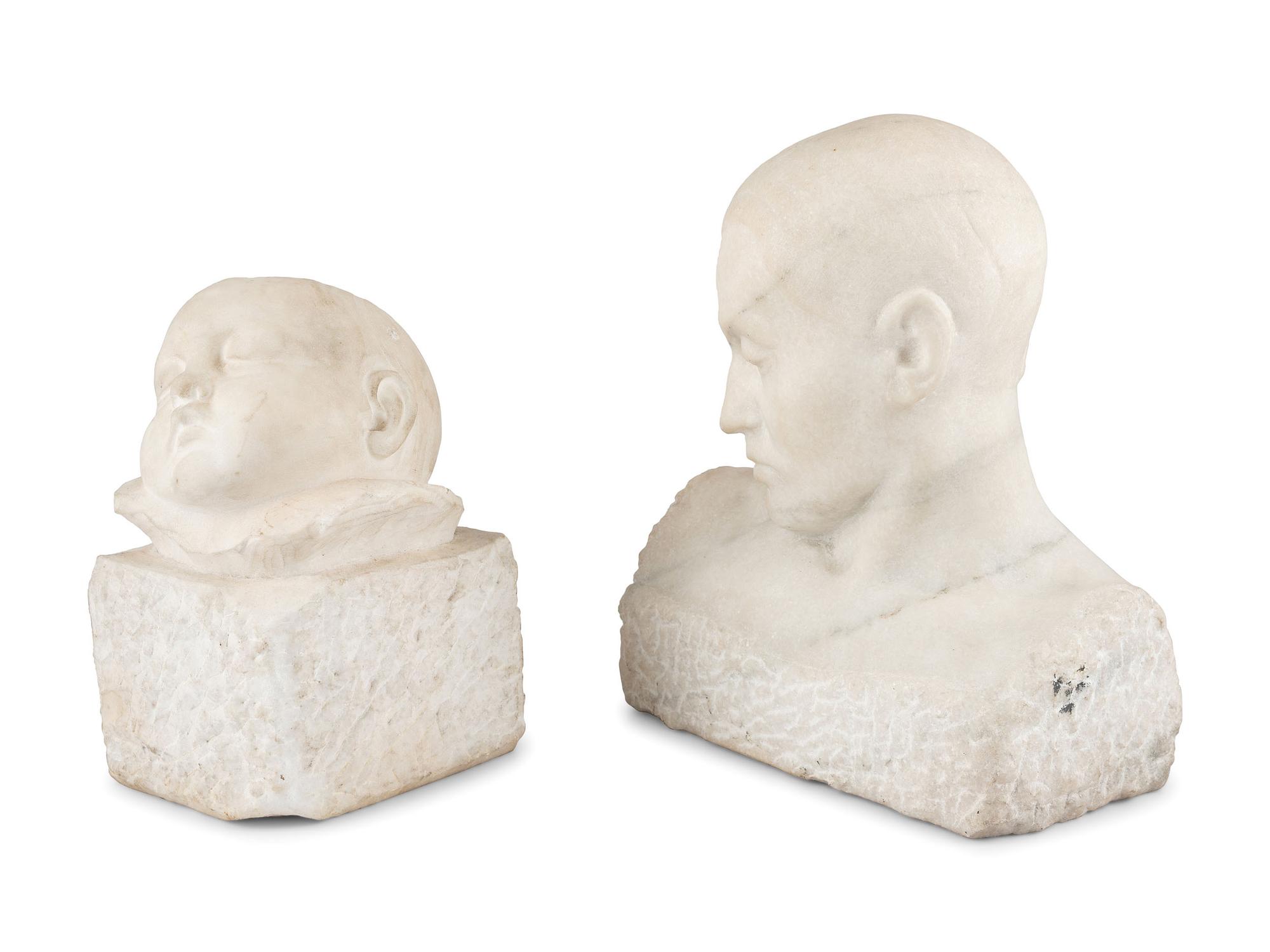Two Carved White Marble Busts