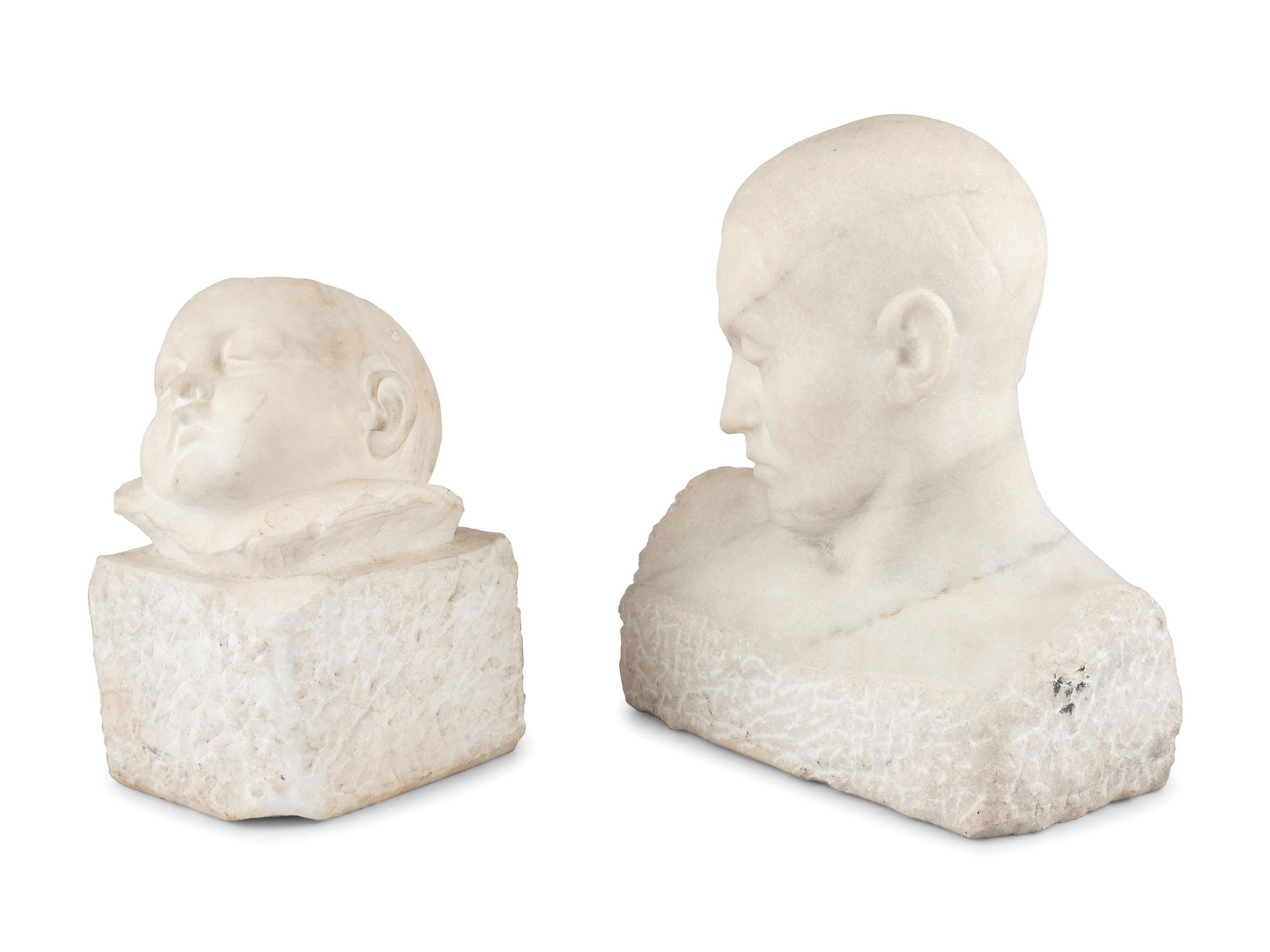 Two Carved White Marble Busts