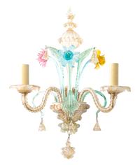 A Suite of Venetian Glass Lighting, Height of first 22 1/2 inches.