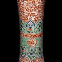 An Associated Pair of Chinese Famille Verte 'Flowers' Porcelain Gu Vases, 18th/19th Century — 清中期 五彩纏枝花卉紋觚一對