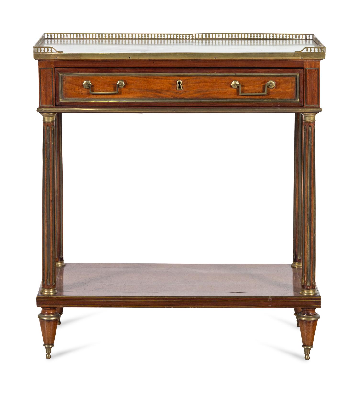 A Louis XVI Style Mahogany Marble-Top Console Desserte
