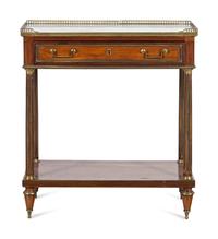 A Louis XVI Style Mahogany Marble-Top Console Desserte