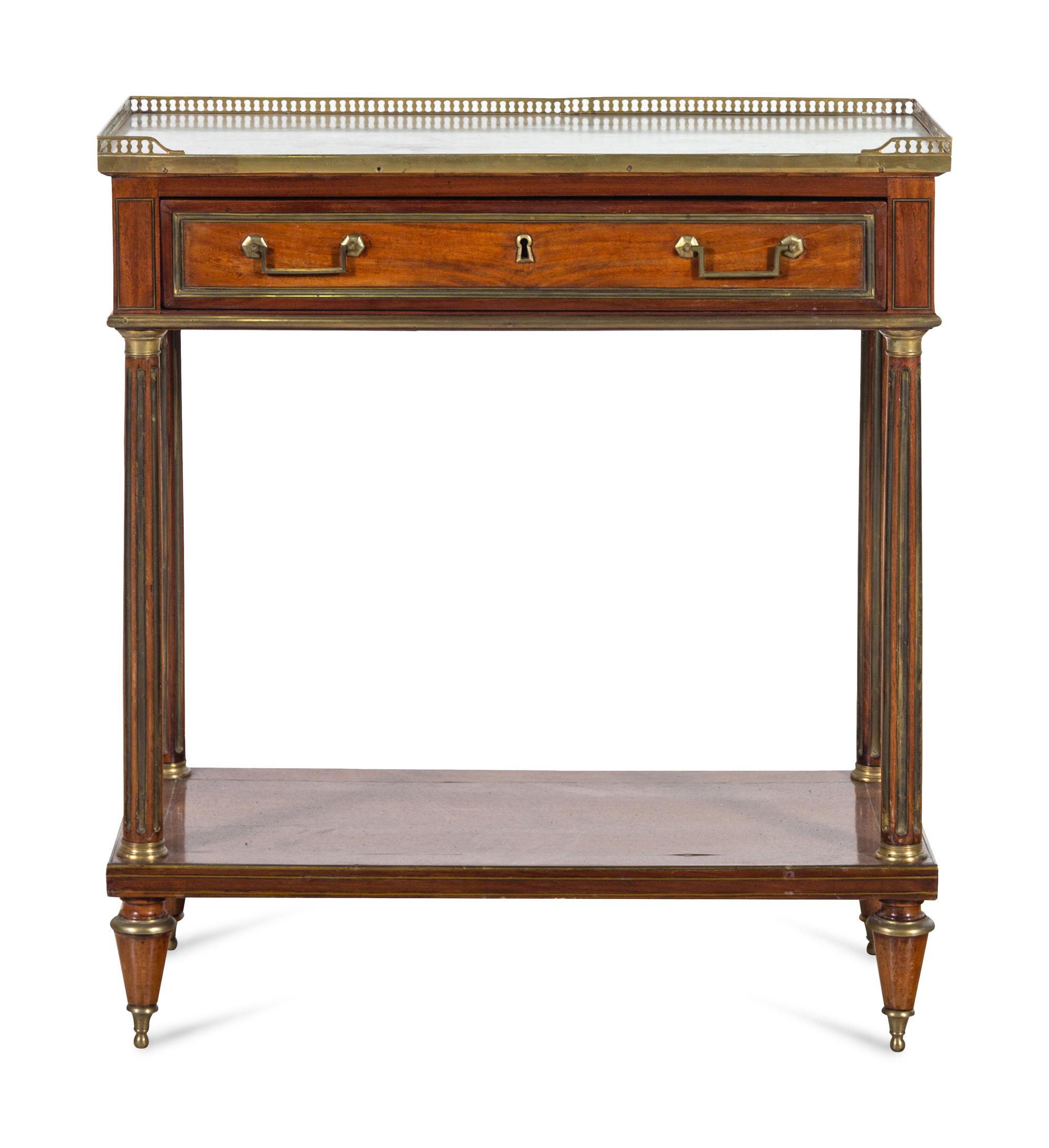 A Louis XVI Style Mahogany Marble-Top Console Desserte