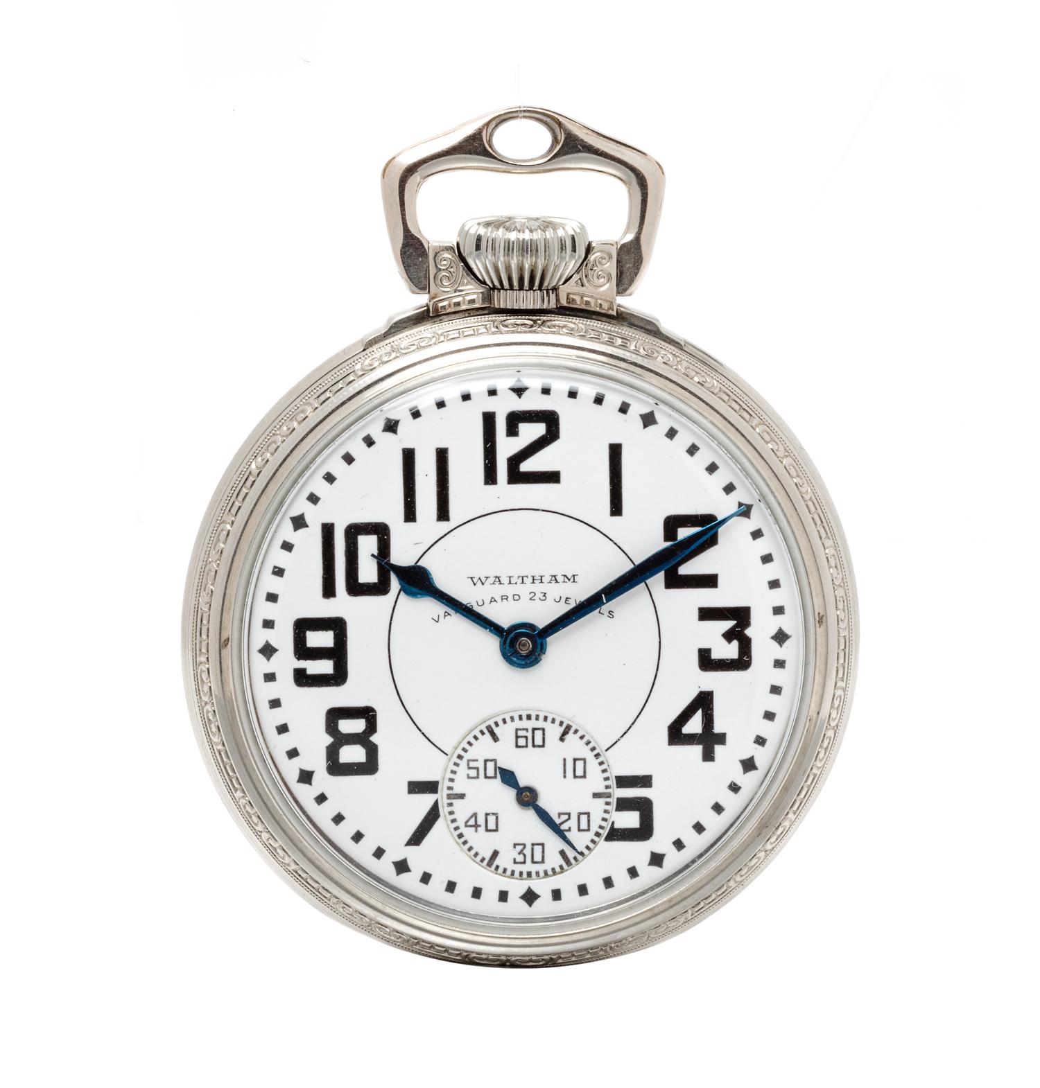 A Gold Filled Open Face 'Vanguard' Railroad Pocket Watch, Waltham, Circa 1936,