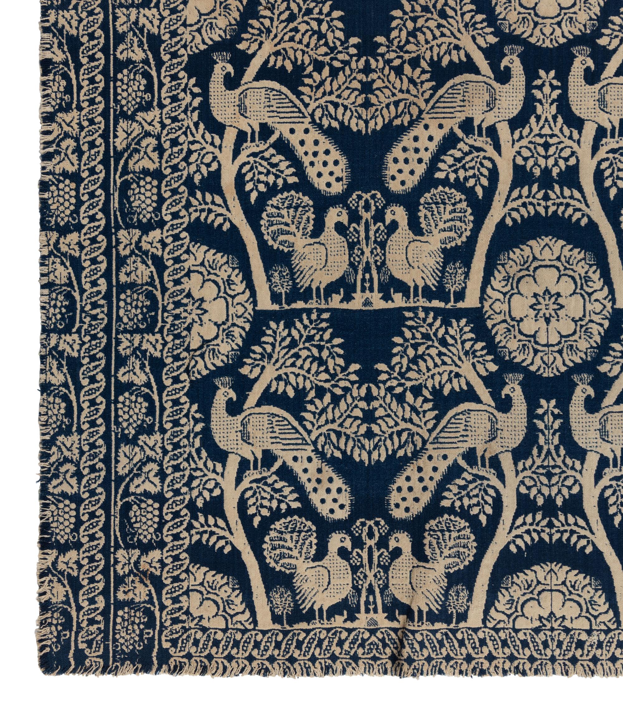 Two Cotton and Wool Jacquard Coverlets