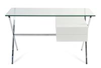 An Italian Glass Top Desk, Franco Albini for Knoll Base height 27 x length 43 x width 26 inches. — CIRCA 1958