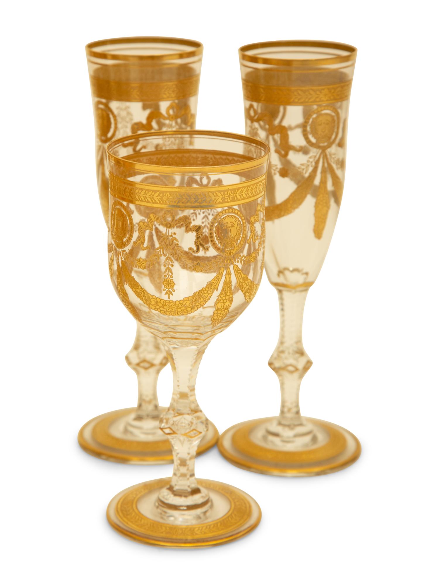 A St. Louis Congress Gilt Decorated Glass Stemware Service