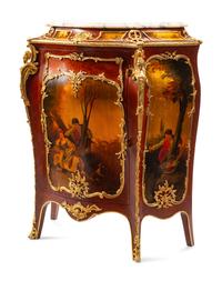 A Louis XV Style Vernis Martin Marble-Top Cabinet