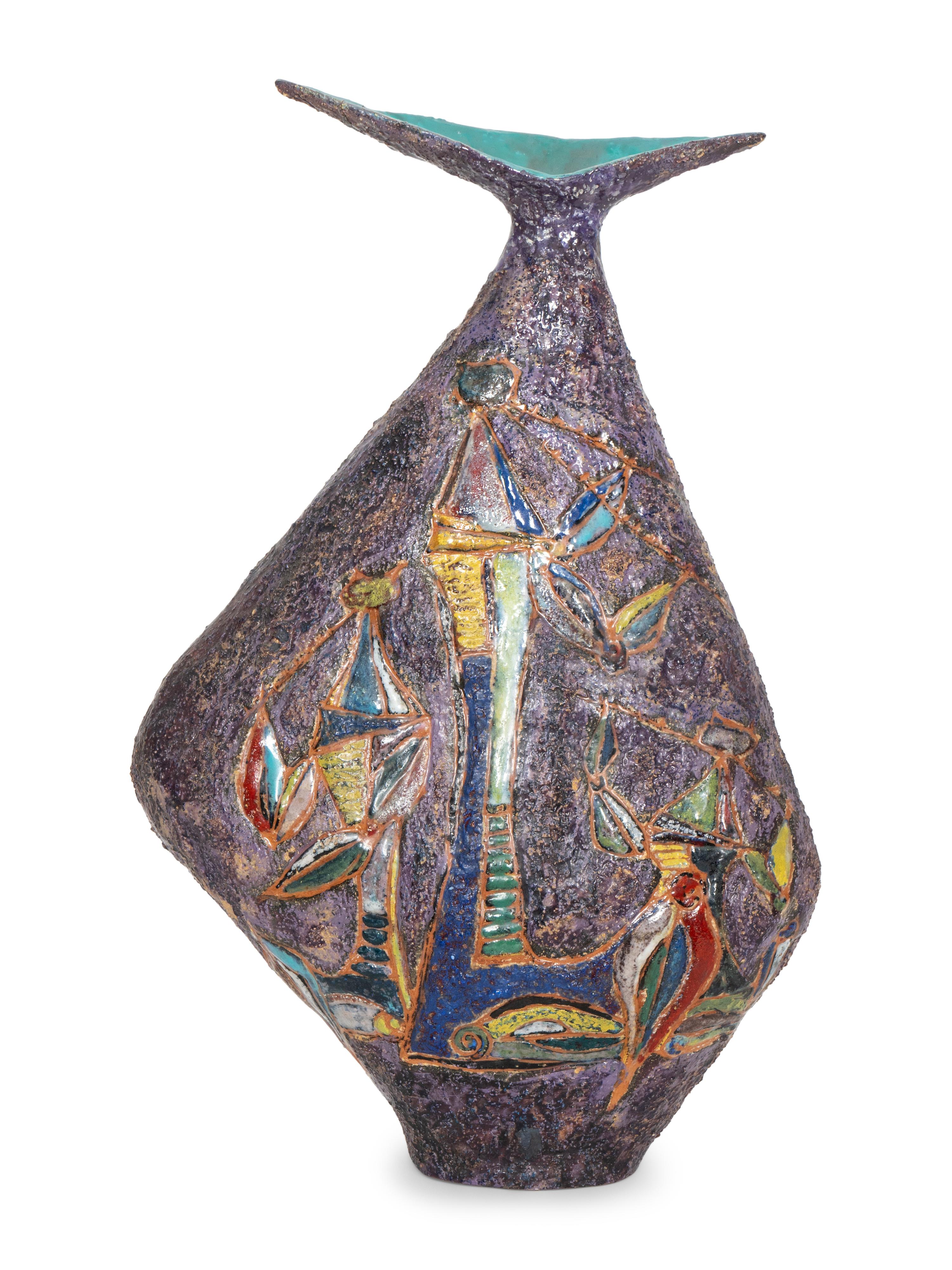 Marcello Fantoni (Italian, 1915-2011) Hand-Built and Glazed Earthenware Vase