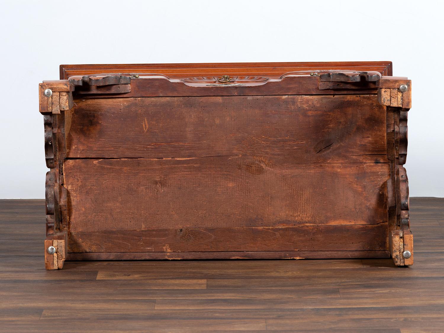 A Chippendale Shell-and-Block Carved Cherrywood Chest of Drawers