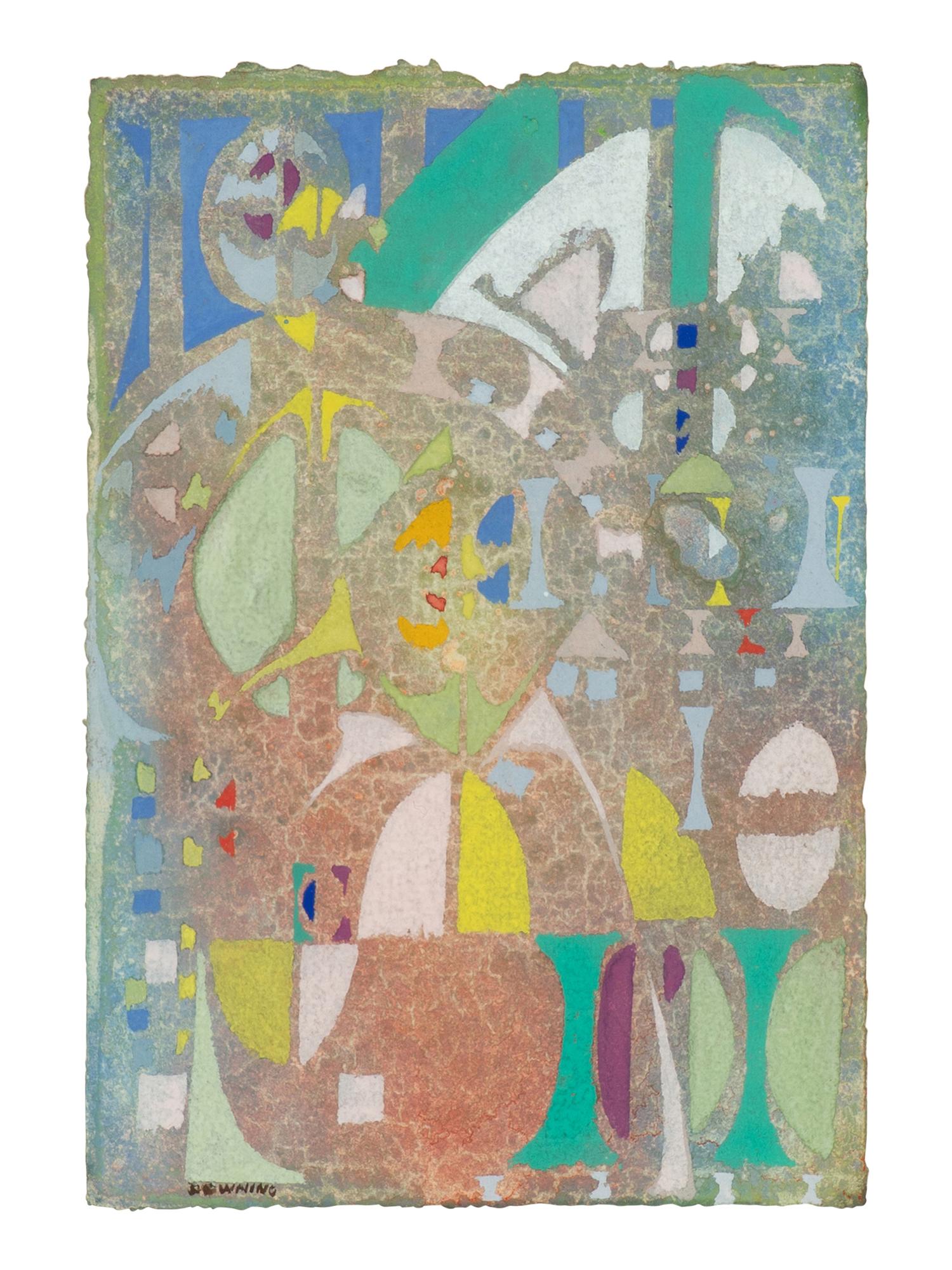 Abstract Composition in Blue and Green; along with Abstract Composition in Red (2 works)