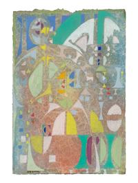 Abstract Composition in Blue and Green; along with Abstract Composition in Red (2 works)