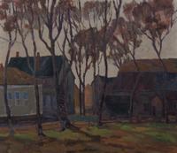 Morley Hicks, (Wisconsin, 1877-1959), Farm Near Bark (Dk. Houses and Barns) (Number 1279A)