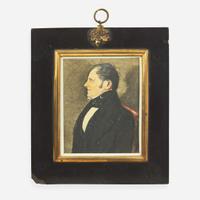 Attributed to William James Hubard (English, 1807-1862) Portrait Miniature of a Gentleman