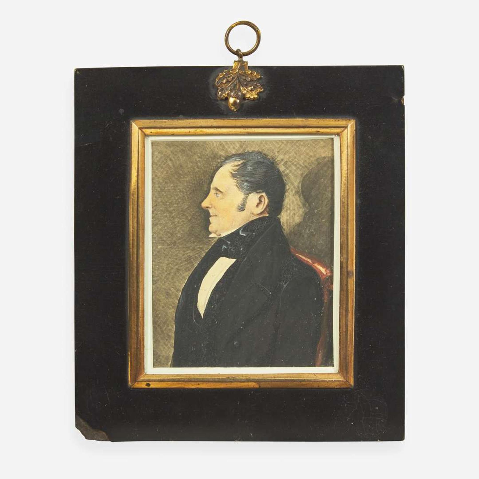 Attributed to William James Hubard (English, 1807-1862) Portrait Miniature of a Gentleman
