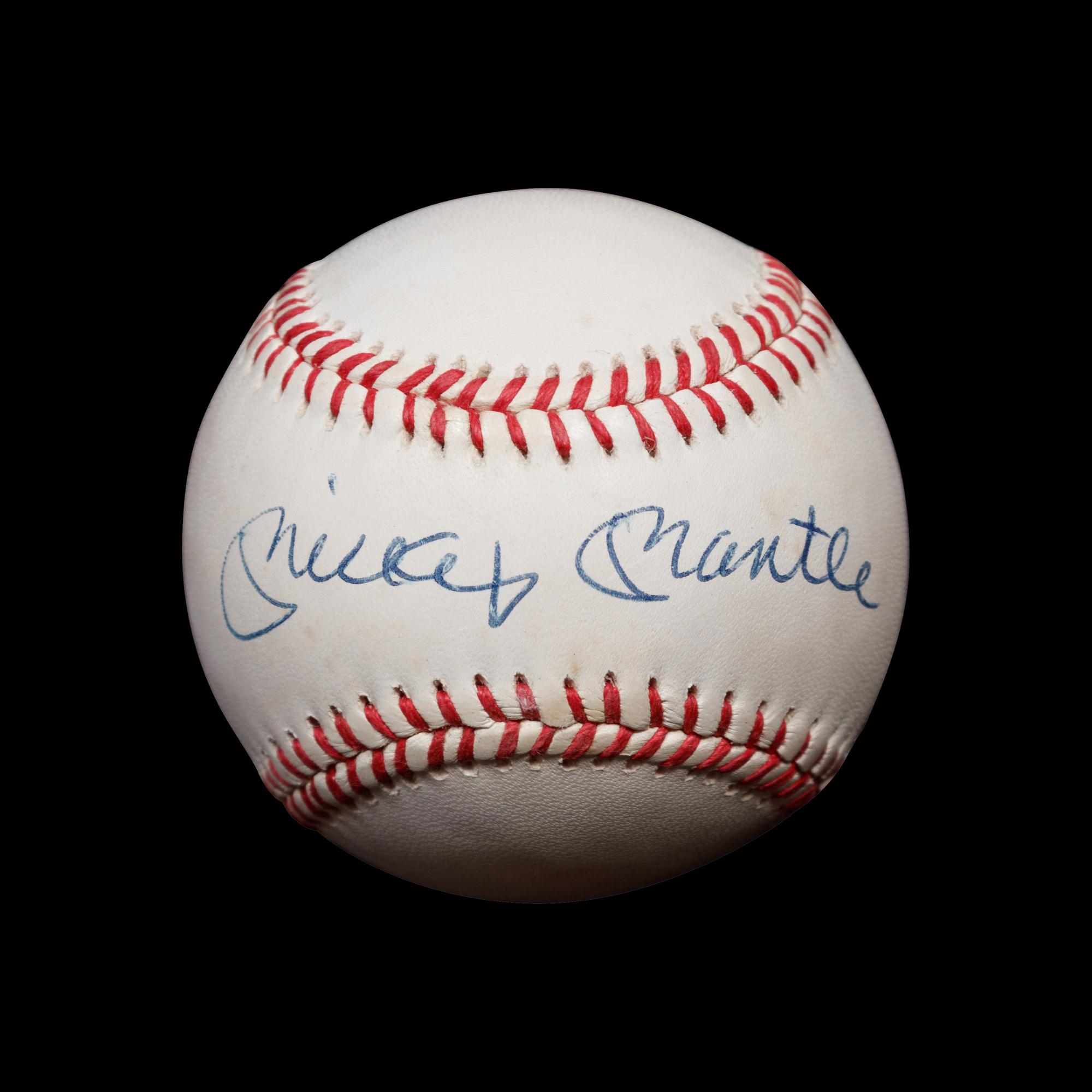 A Group of Four 1950s New York Yankees Items Including a Mickey Mantle Signed Baseball (PSA),