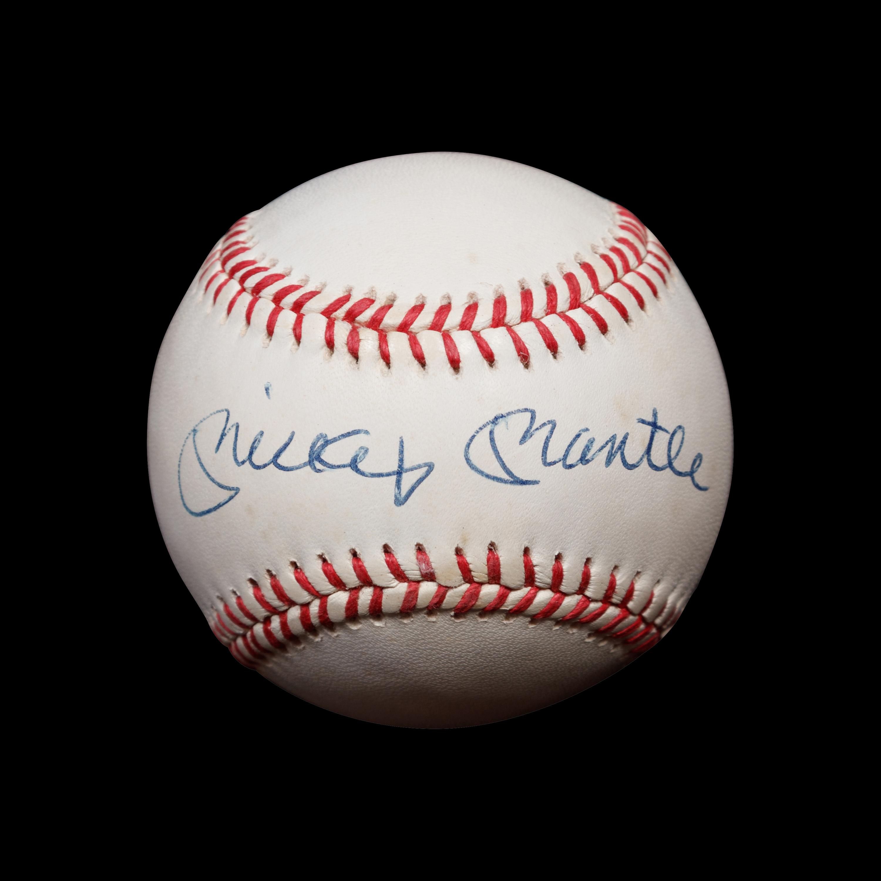 A Group of Four 1950s New York Yankees Items Including a Mickey Mantle Signed Baseball (PSA),