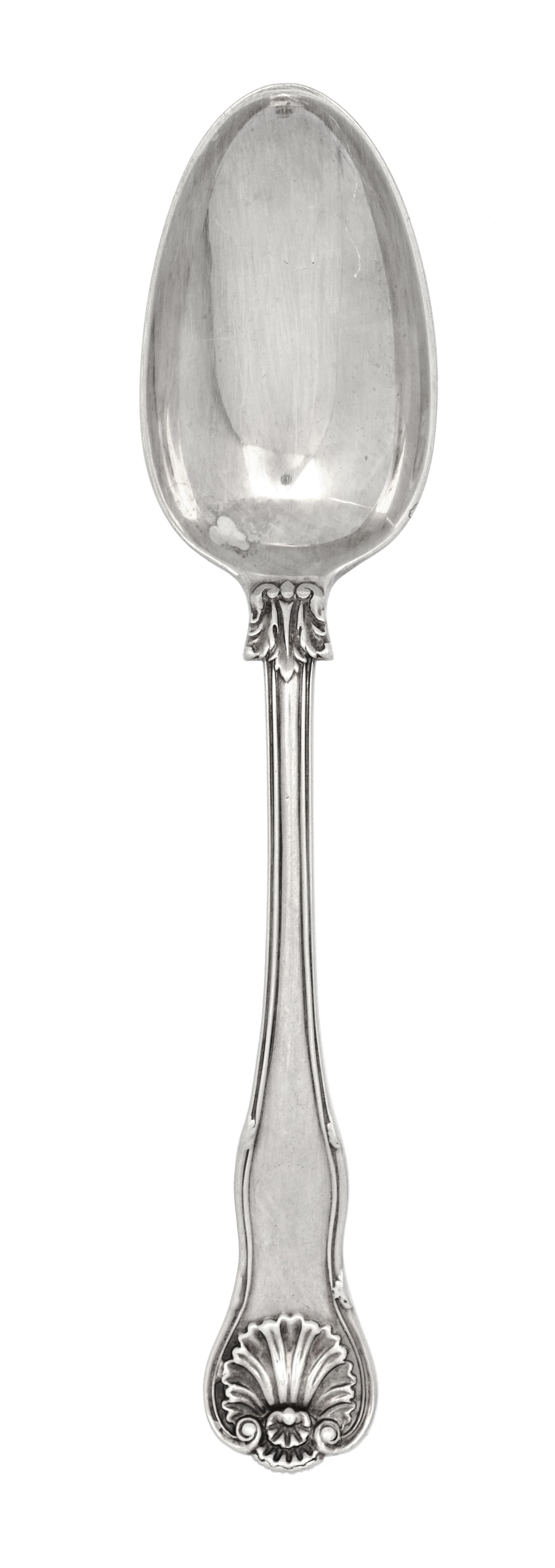 A Victorian Silver Serving Spoon, Elizabeth Eaton, London, 1853, having foliate and shell decoration.