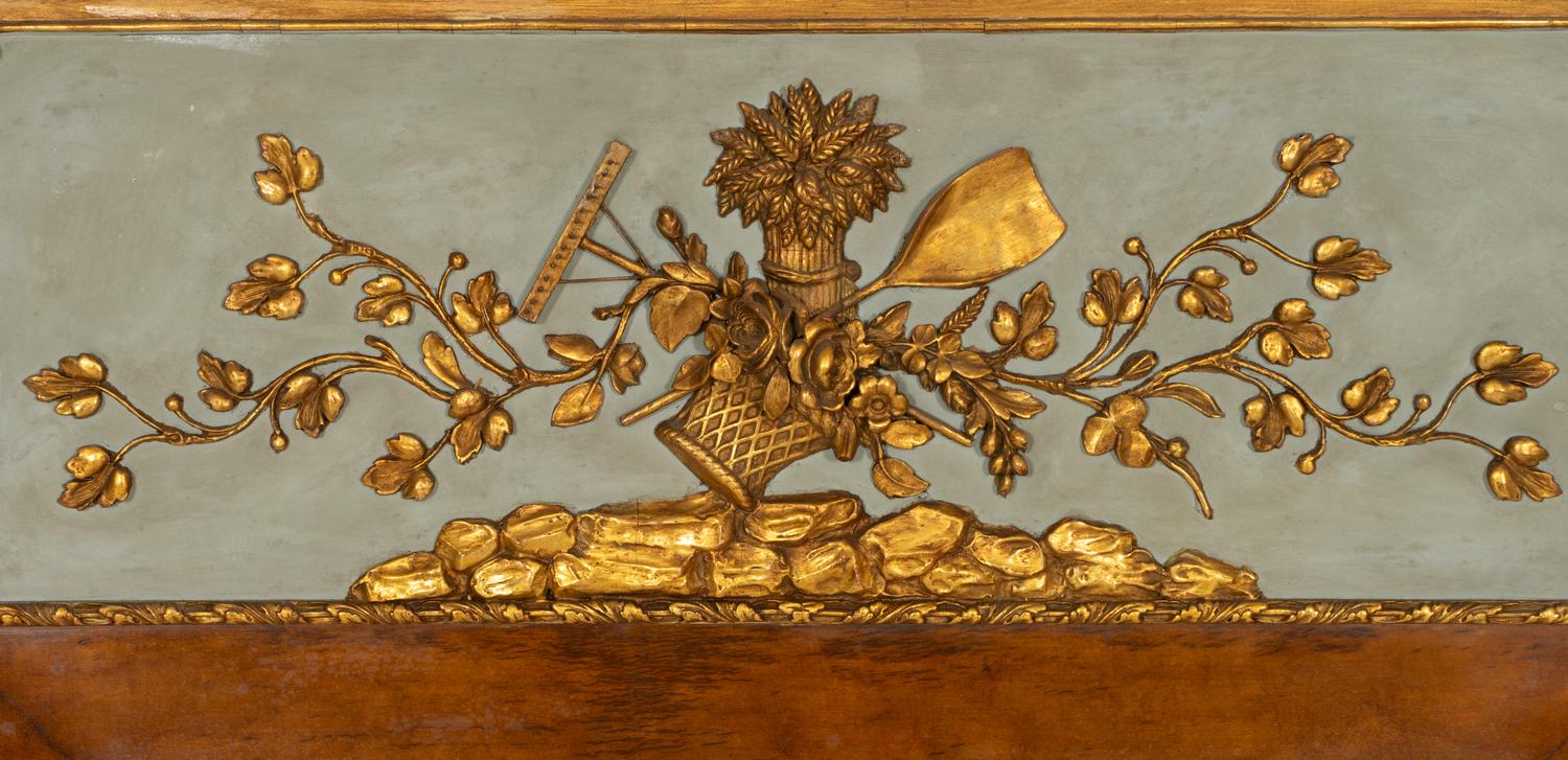 A Large Louis XV Style Provincial Blue Painted and Parcel Gilt Mirror