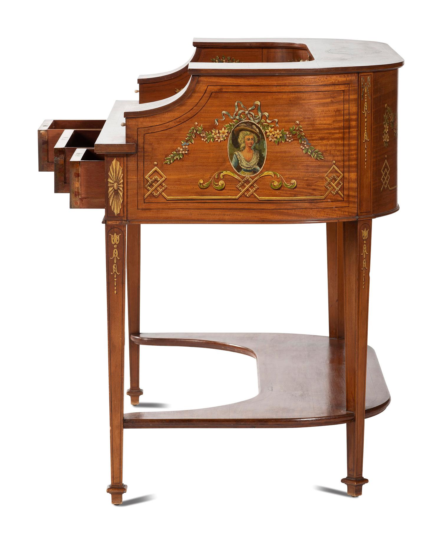 An Edwardian Style Painted Satinwood Carlton House Desk