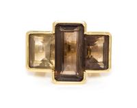An 18 Karat Yellow Gold, Smokey Quartz and Citrine Ring, Tony Duquette, 14.70 dwts.