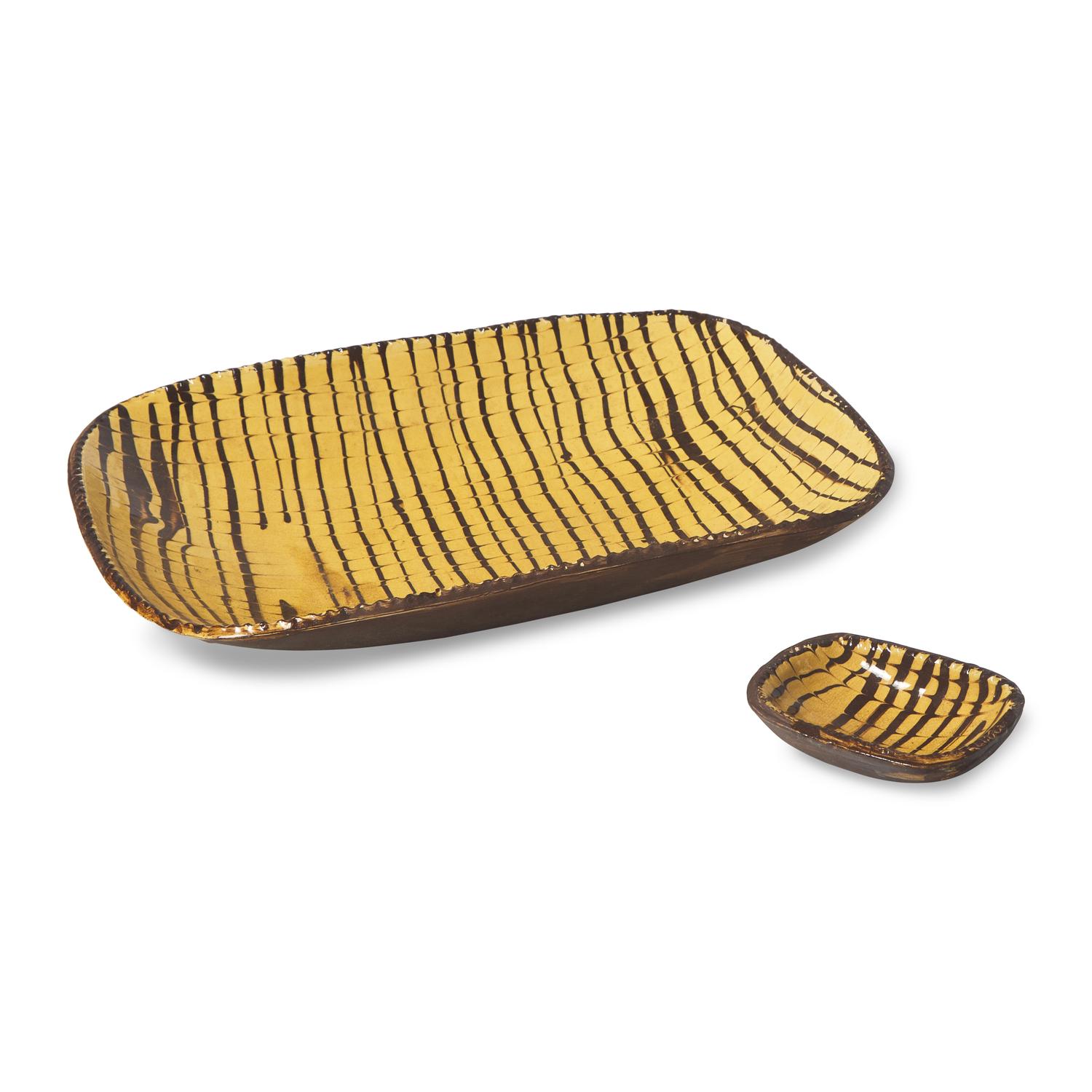 Two Slip-Decorated Redware Bread Dishes