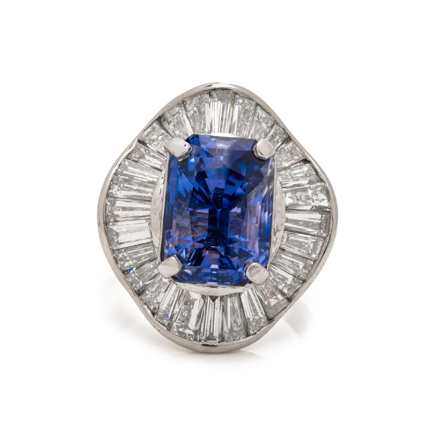 COLOR CHANGE SAPPHIRE AND DIAMOND RING