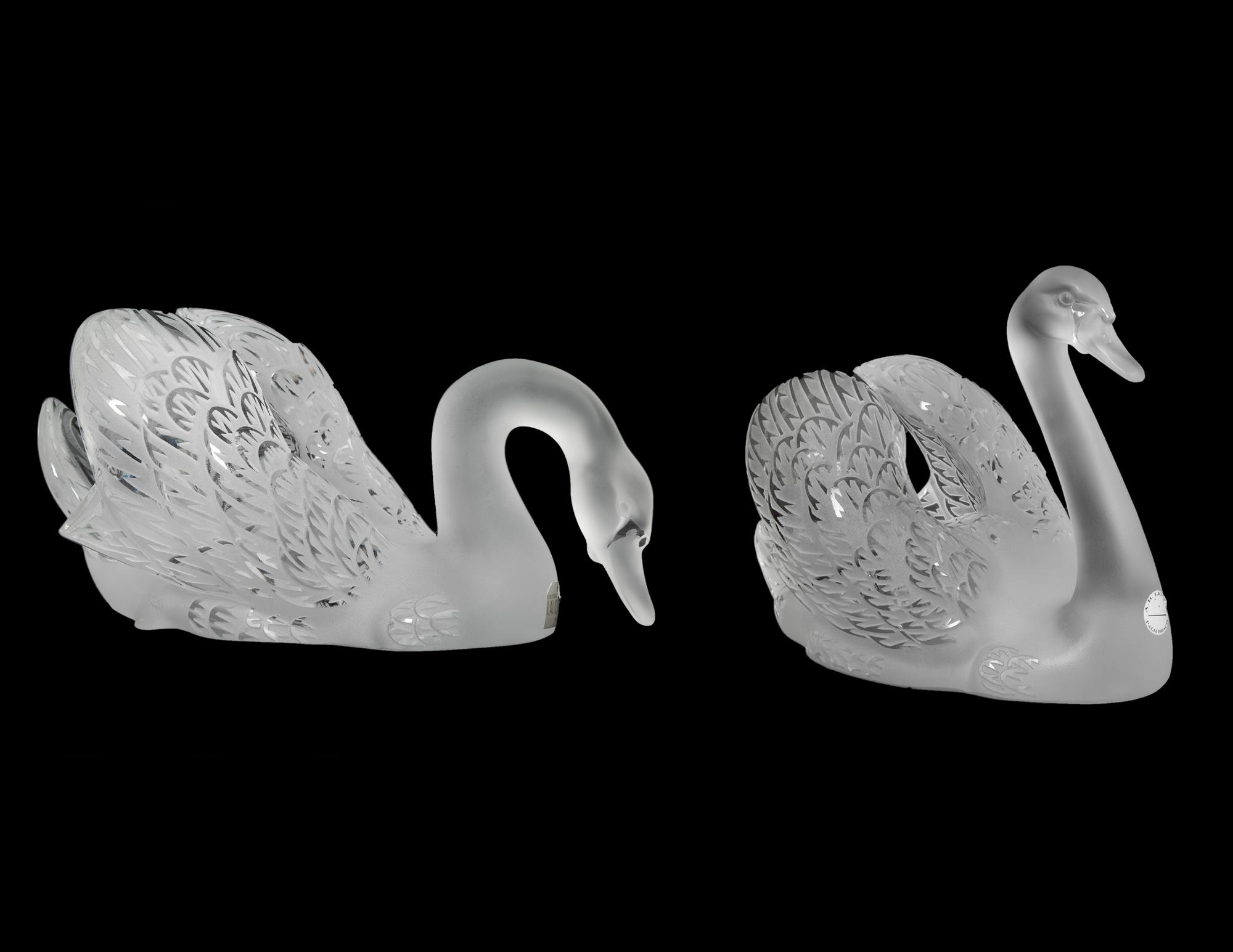 Two Lalique Cygnes Figural Centerpieces