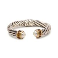 DAVID YURMAN, STERLING SILVER, YELLOW GOLD, CULTURED PEARL AND CITRINE 'CABLE CLASSIC' CUFF BRACELET