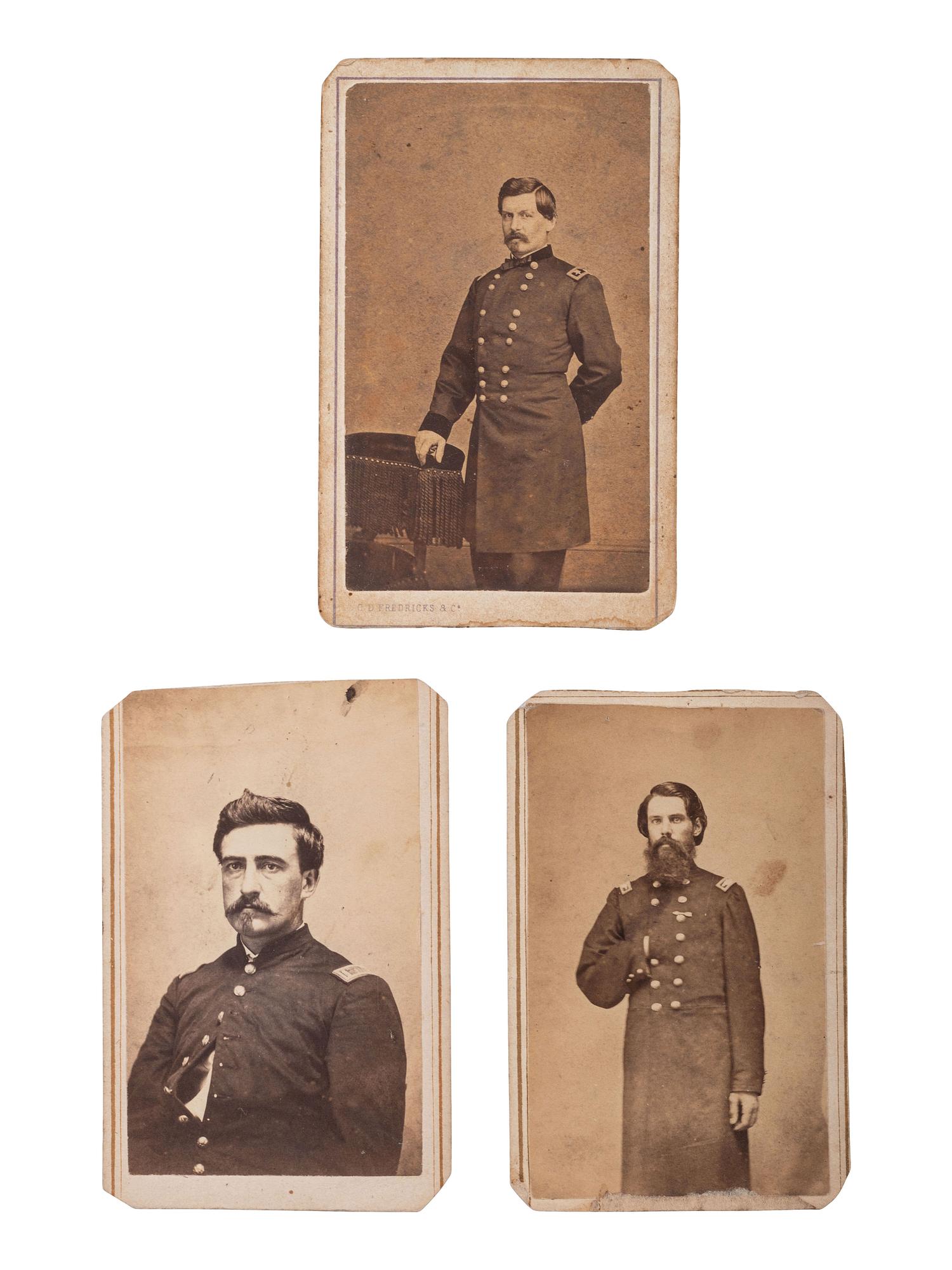 [CIVIL WAR]. 3 CDVs of Indiana officers incl. Genl. McCLELLAN, Col. VESTAL, and Lieut. ENGLEMAN.
