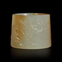 Three Chinese carved jade thumb rings 玉扳指三件