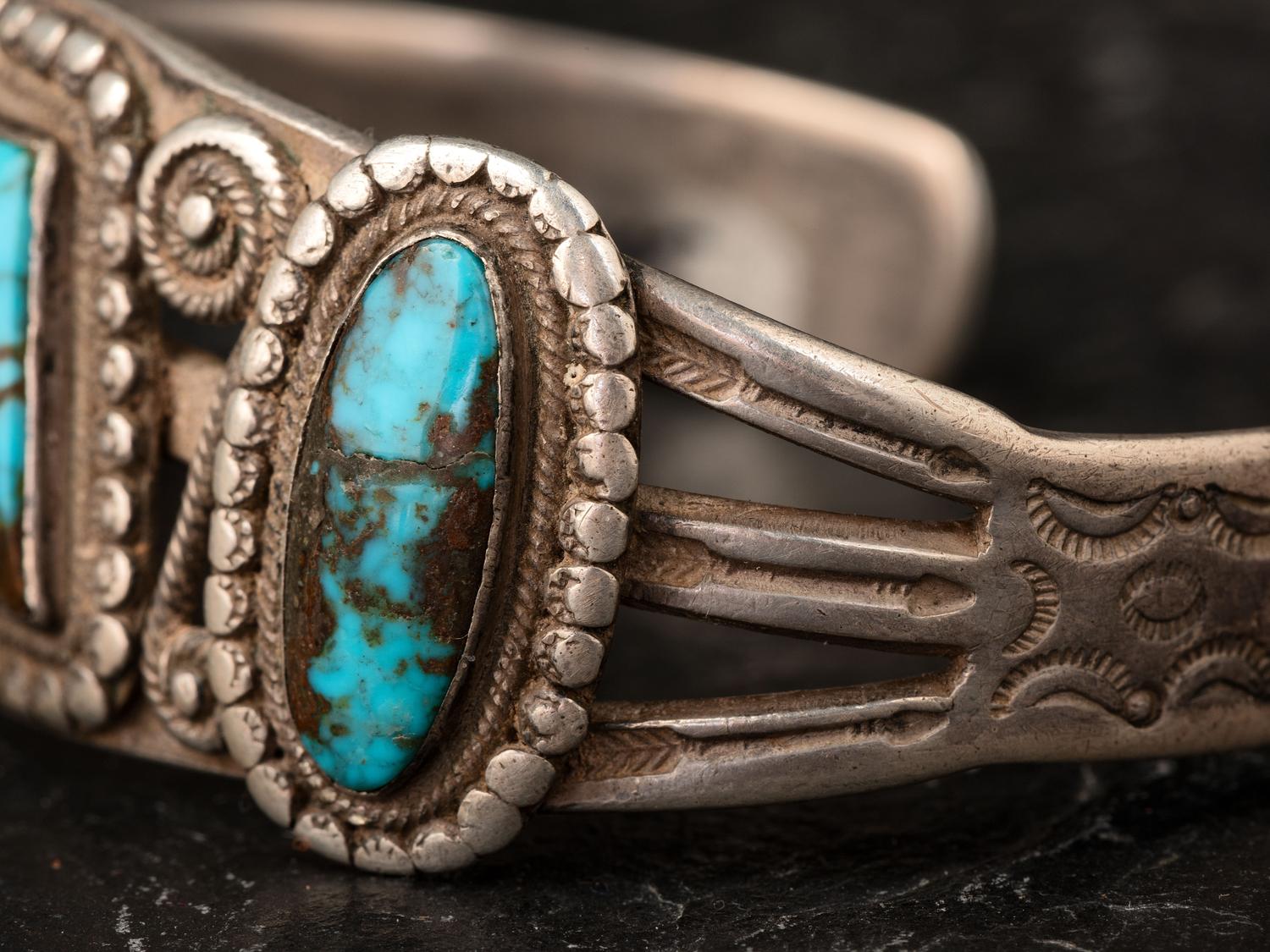 Navajo Silver and Turquoise Cuff Bracelet