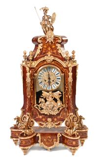 A Continental Marquetry and Gilt Bronze Mounted Bracket Clock, Height 43 inches.