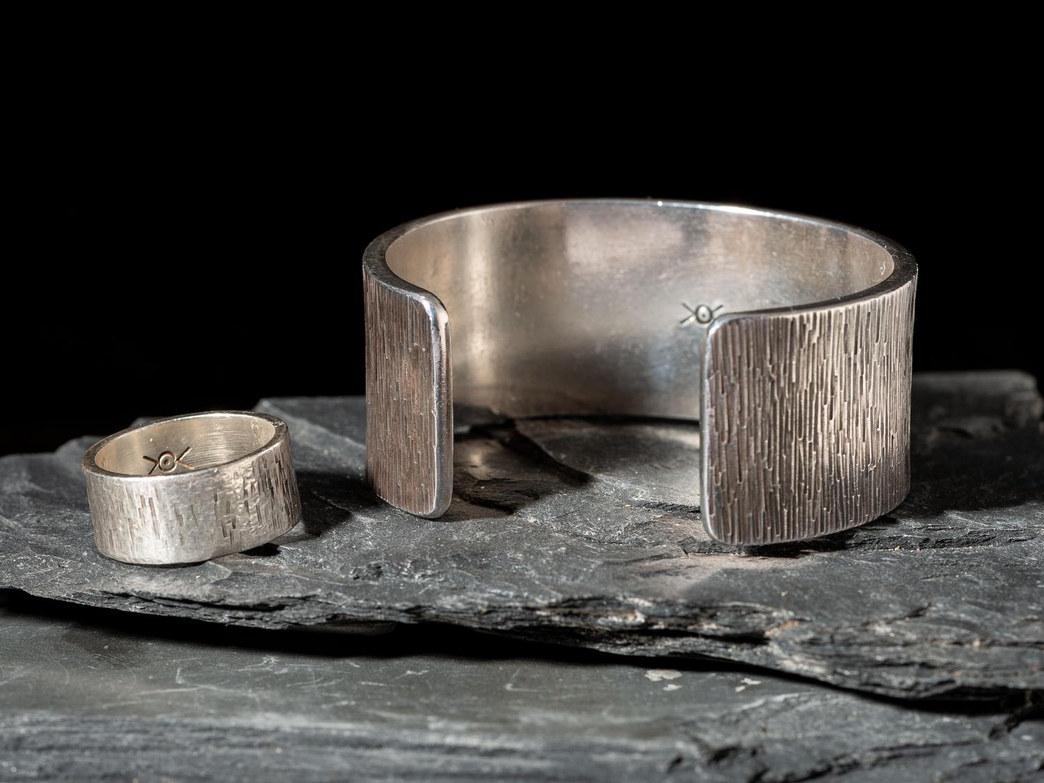 Matching Silver Cuff Bracelet and Ring