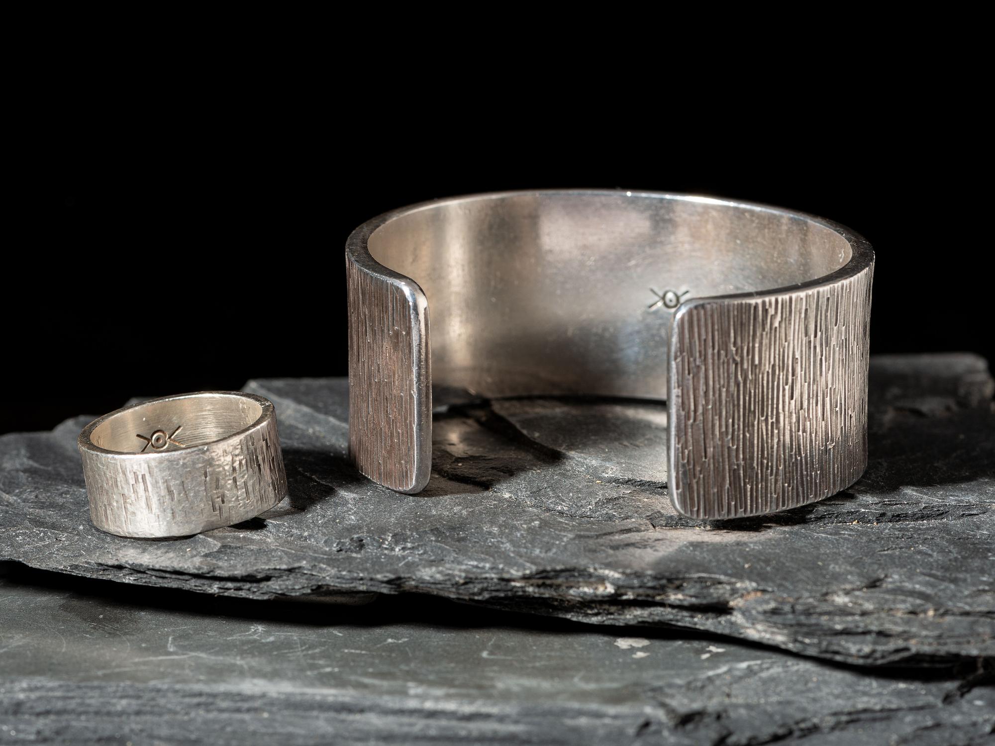 Matching Silver Cuff Bracelet and Ring
