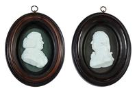 Two English White Paste Silhouette Bust Portraits