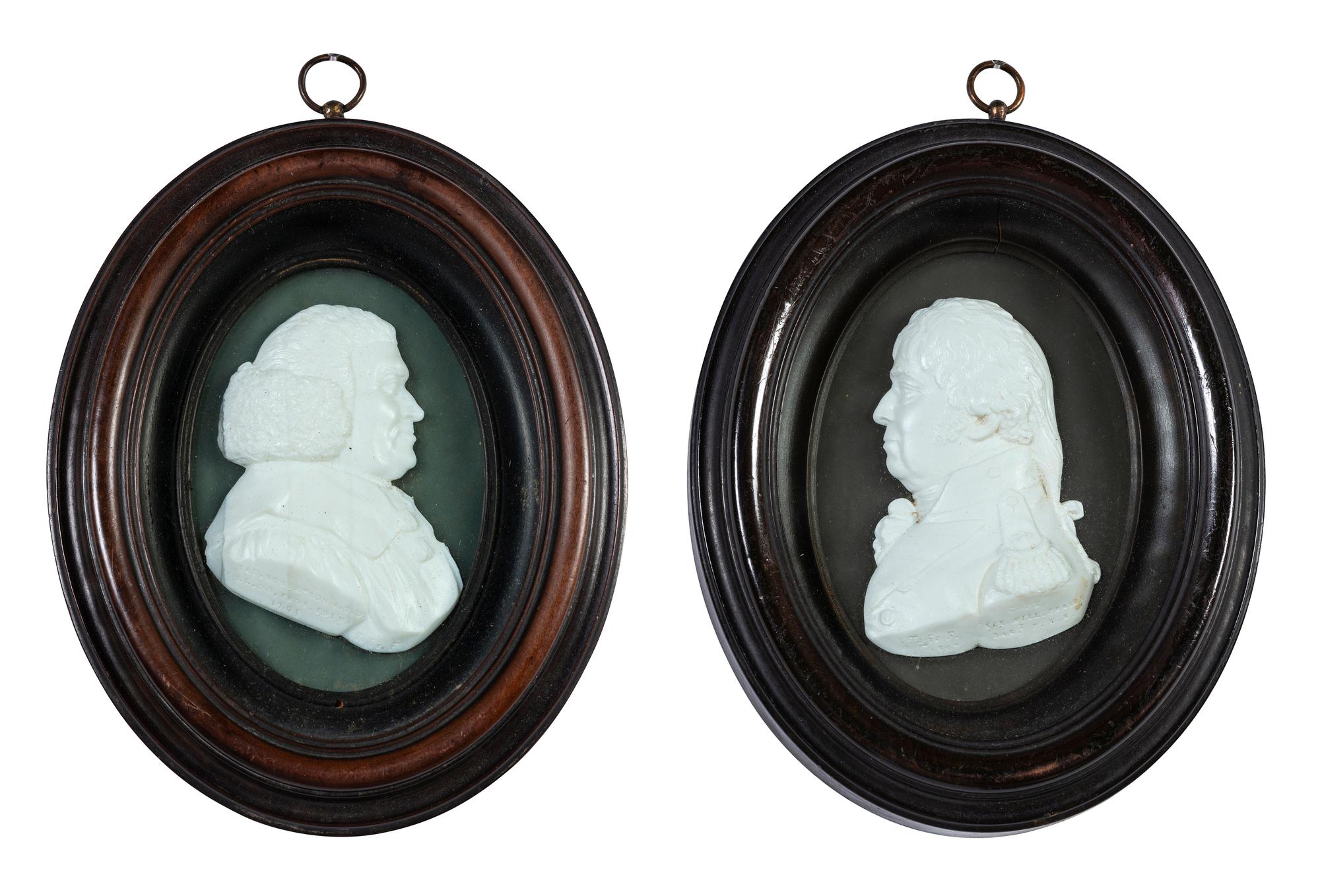 Two English White Paste Silhouette Bust Portraits