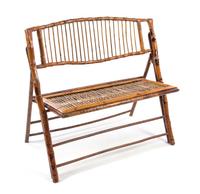 A Victorian Bamboo Bench Height 35 1/2 x width 38 1/2 x depth 22 inches. — LATE 19TH CENTURY