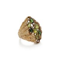 PERIDOT, GREEN TOURMALINE, AND DIAMOND RING