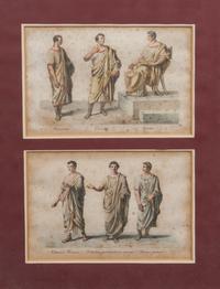 A Set of Twelve Italian Handcolored Lithographs Height 21 x width 16 inches (framed).