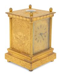 An English Engraved Ormolu Carriage Clock